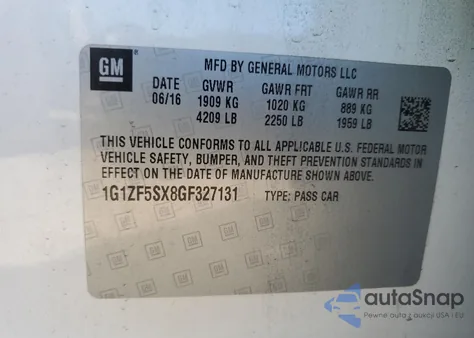 2016 Chevrolet Malibu Lt from USA, damaged, VIN 1G1ZF5SX8GF327131